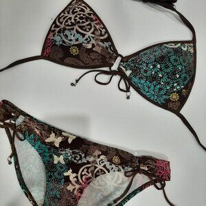 Rare 🔥 boho adjustable push up string bikini with bells